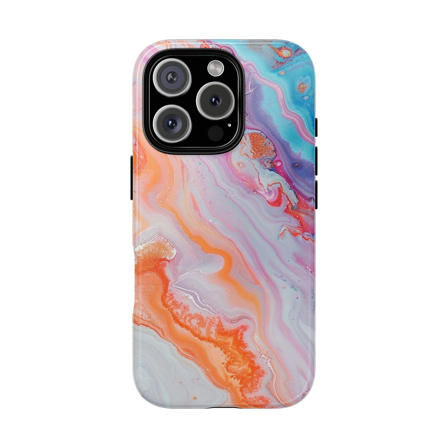 Crazy Orange Marble - Tough Cases With Soft Lining For iPhone 16 to 14