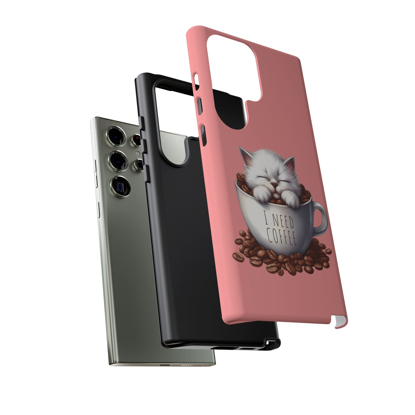 I NEED COFFEE - pink - Dual Layer Case, soft case hard shell for Samsung Galaxy S24 to S22