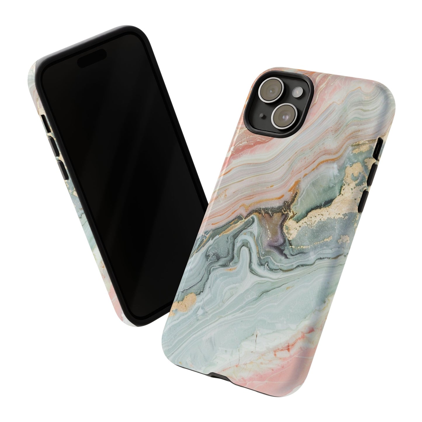 Pink Gold Marble - Tough Cases With Soft Lining For iPhone 16 to 14