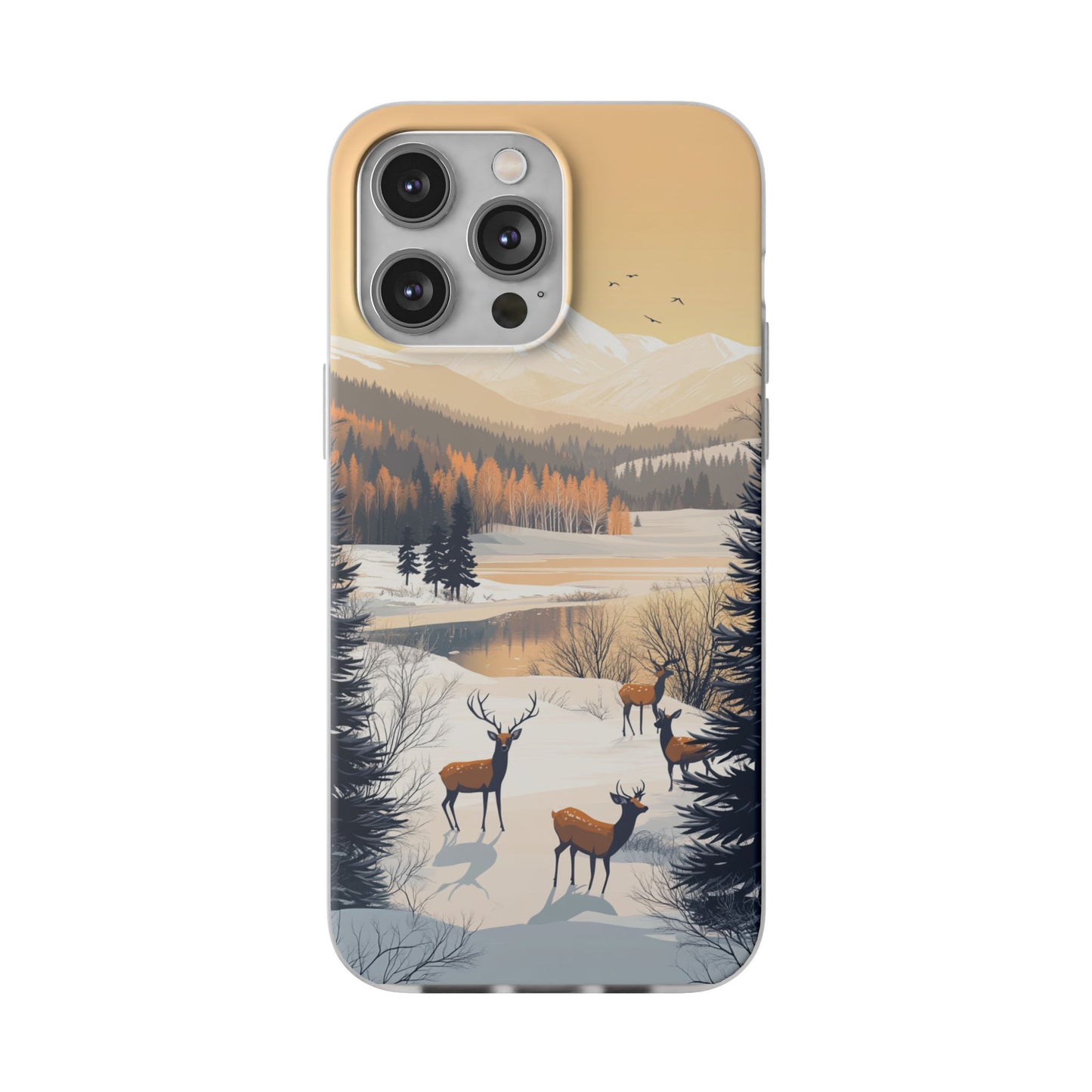 Warm Winter Mountains Minimal 1 - Flexi Case For iphone 16, iphone 15, iphone 14, all models