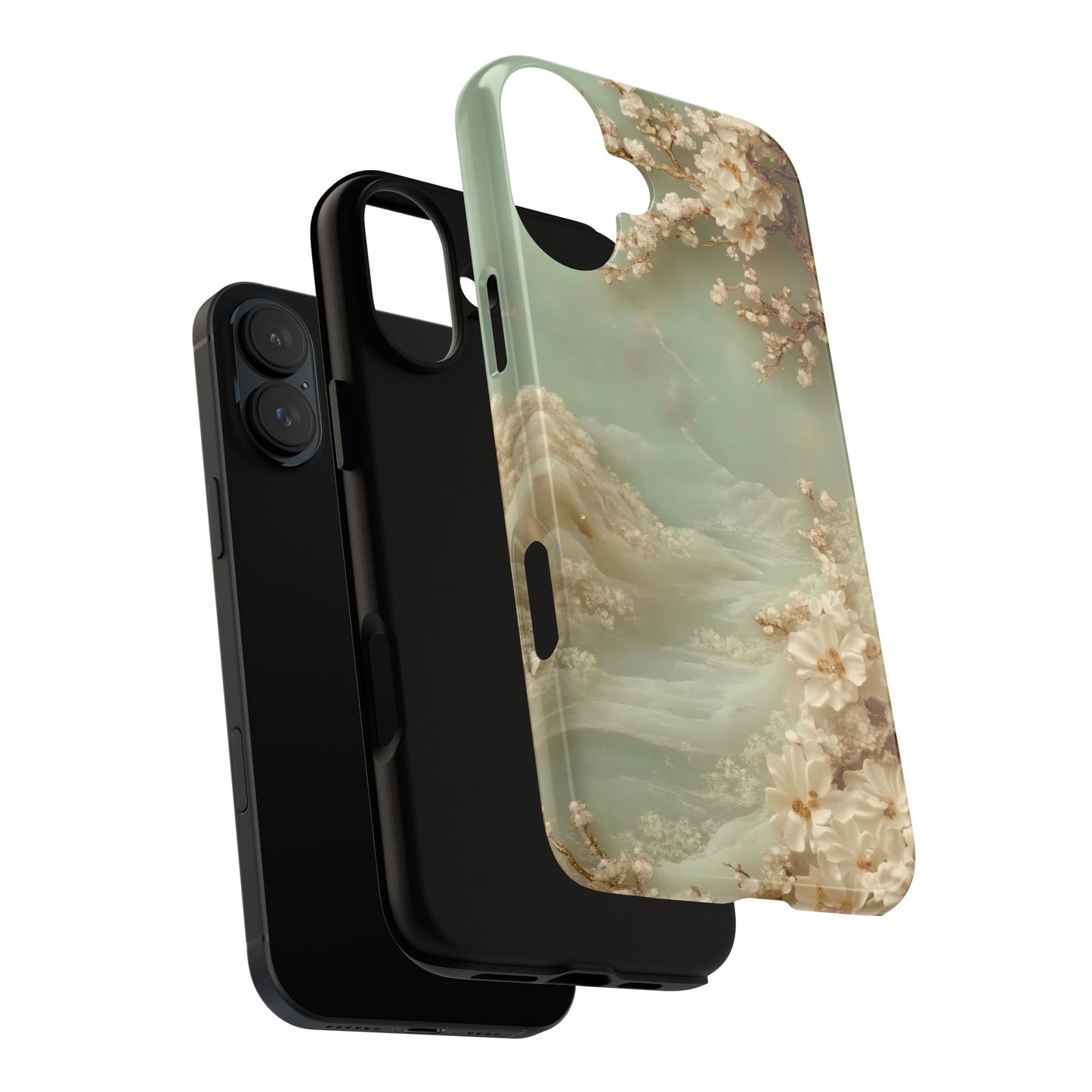 Jade Blossom - Dual Layer Case, soft case with hard shell for iPhone 16 to 13