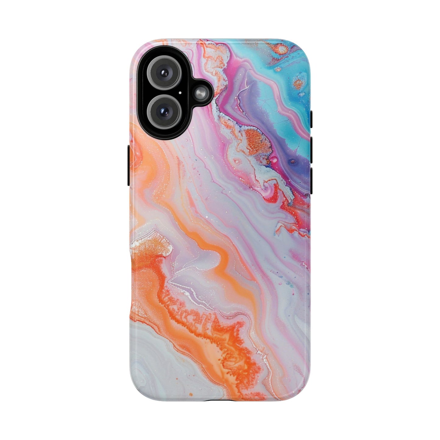 Crazy Orange Marble - Tough Cases With Soft Lining For iPhone 16 to 14