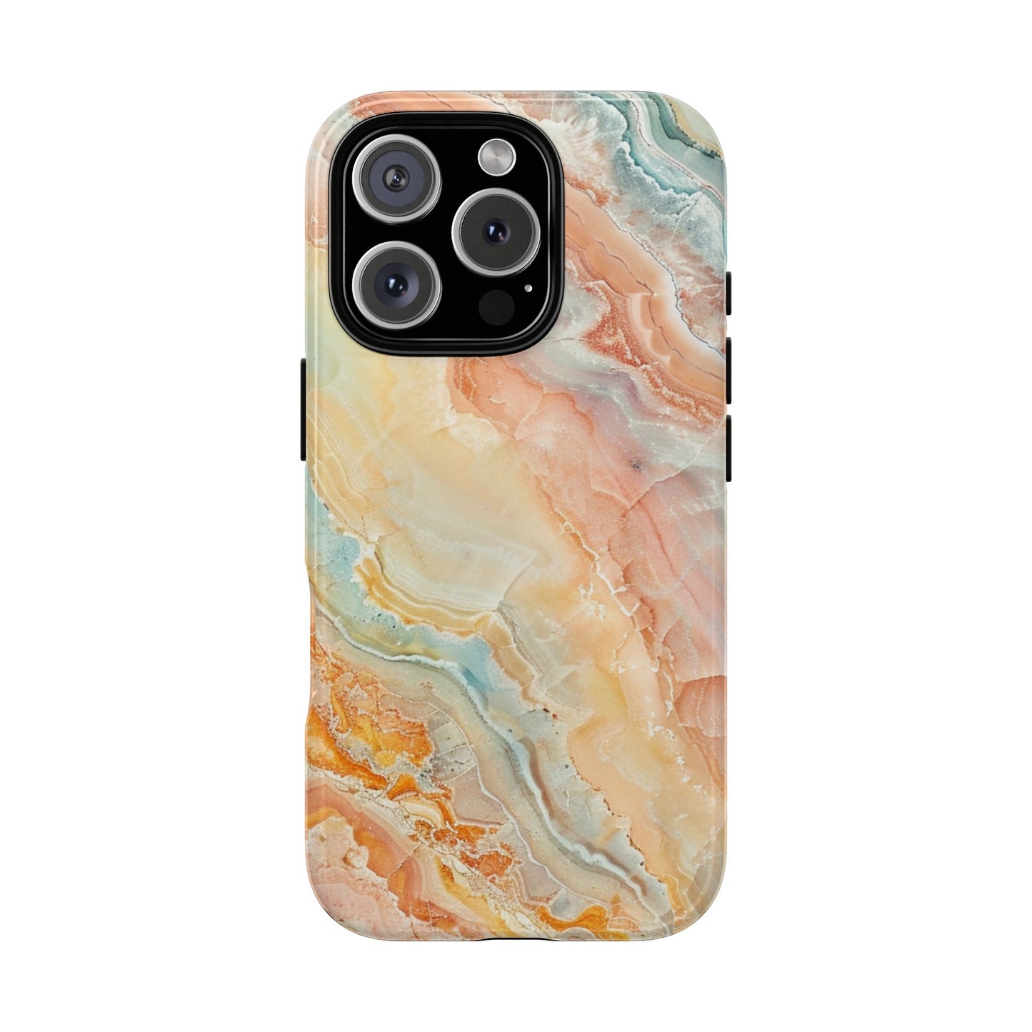 Orange Pastel Marble - Tough Cases With Soft Lining For iPhone 16 to 14