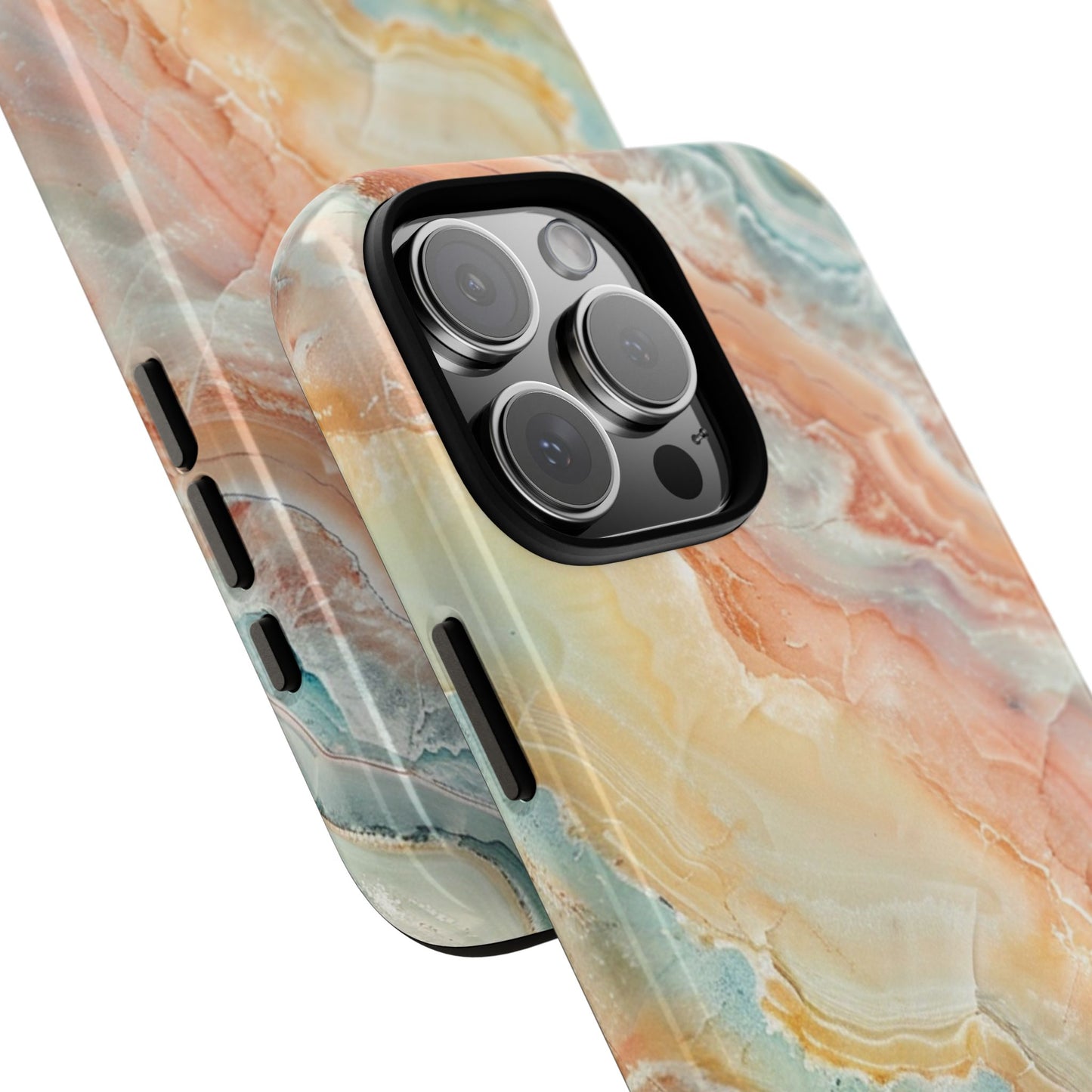 Orange Pastel Marble - Tough Cases With Soft Lining For iPhone 16 to 14