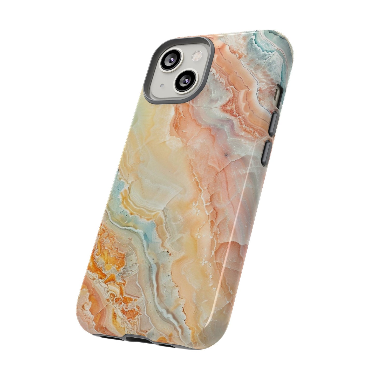 Orange Pastel Marble - Tough Cases With Soft Lining For iPhone 16 to 14