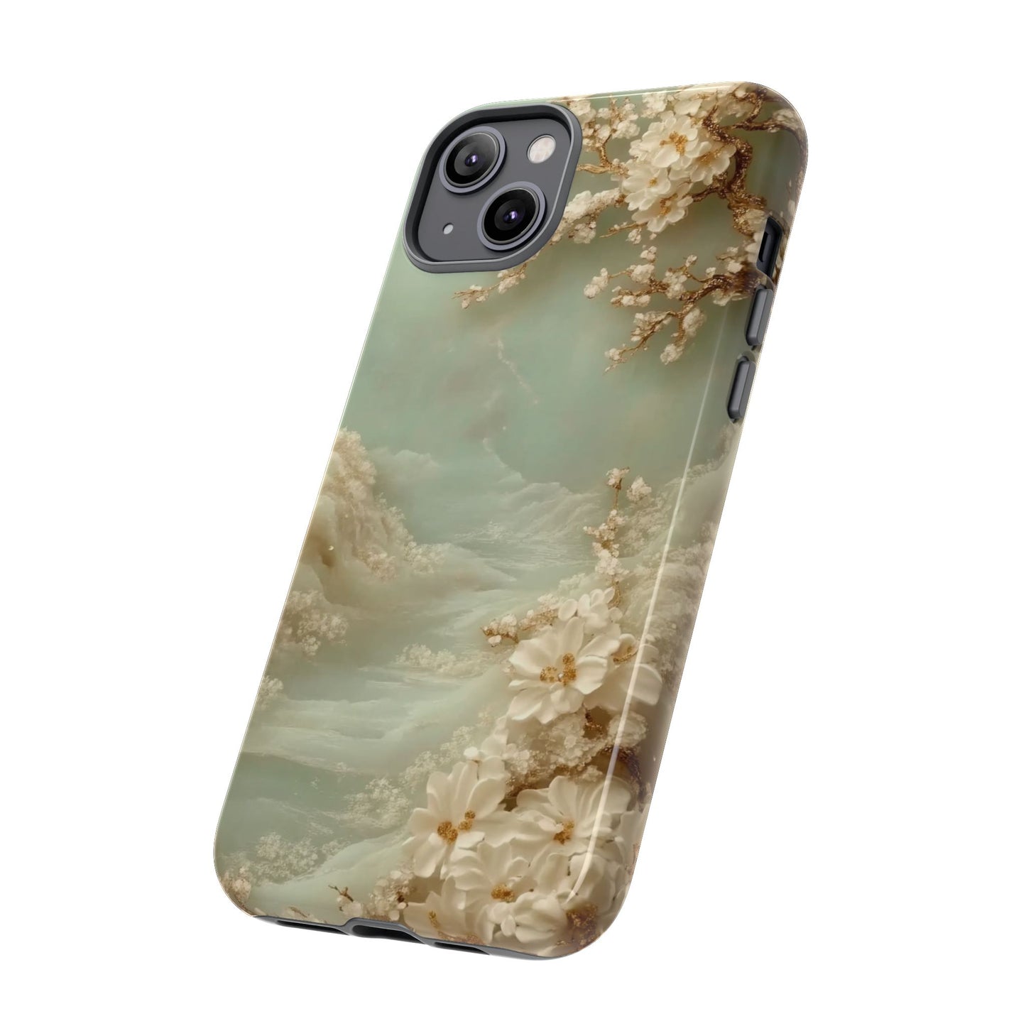 Jade Blossom - Dual Layer Case, soft case with hard shell for iPhone 16 to 13