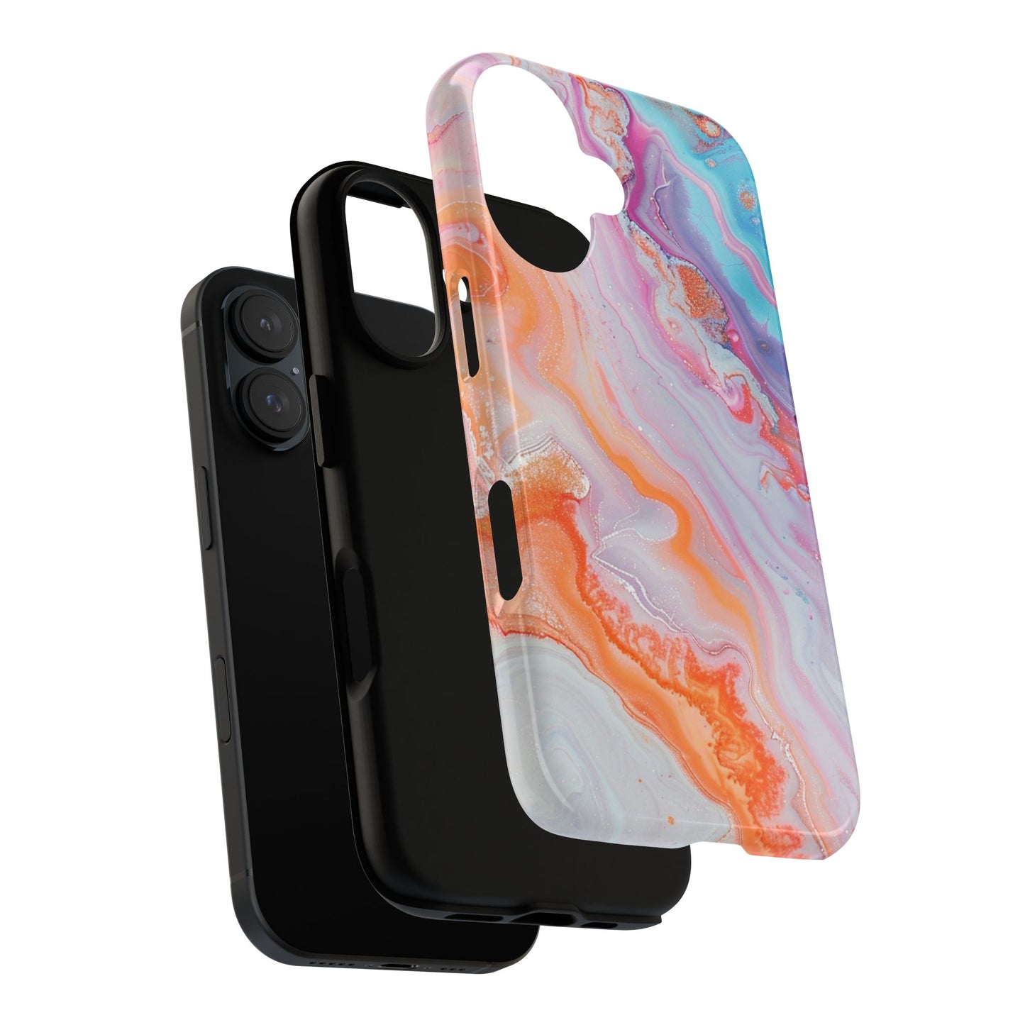 Crazy Orange Marble - Tough Cases With Soft Lining For iPhone 16 to 14