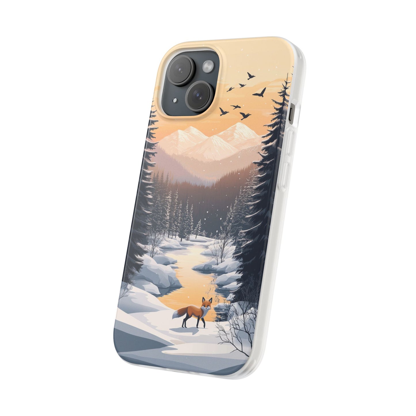 Warm Winter Cute Fox Minimal - Flexi Case For iphone 16, iphone 15, iphone 14, all models