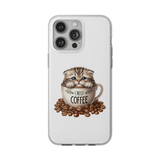 I NEED COFFEE - Flexi Cases - Semi-transparent- for iPhone 16/15/14/13