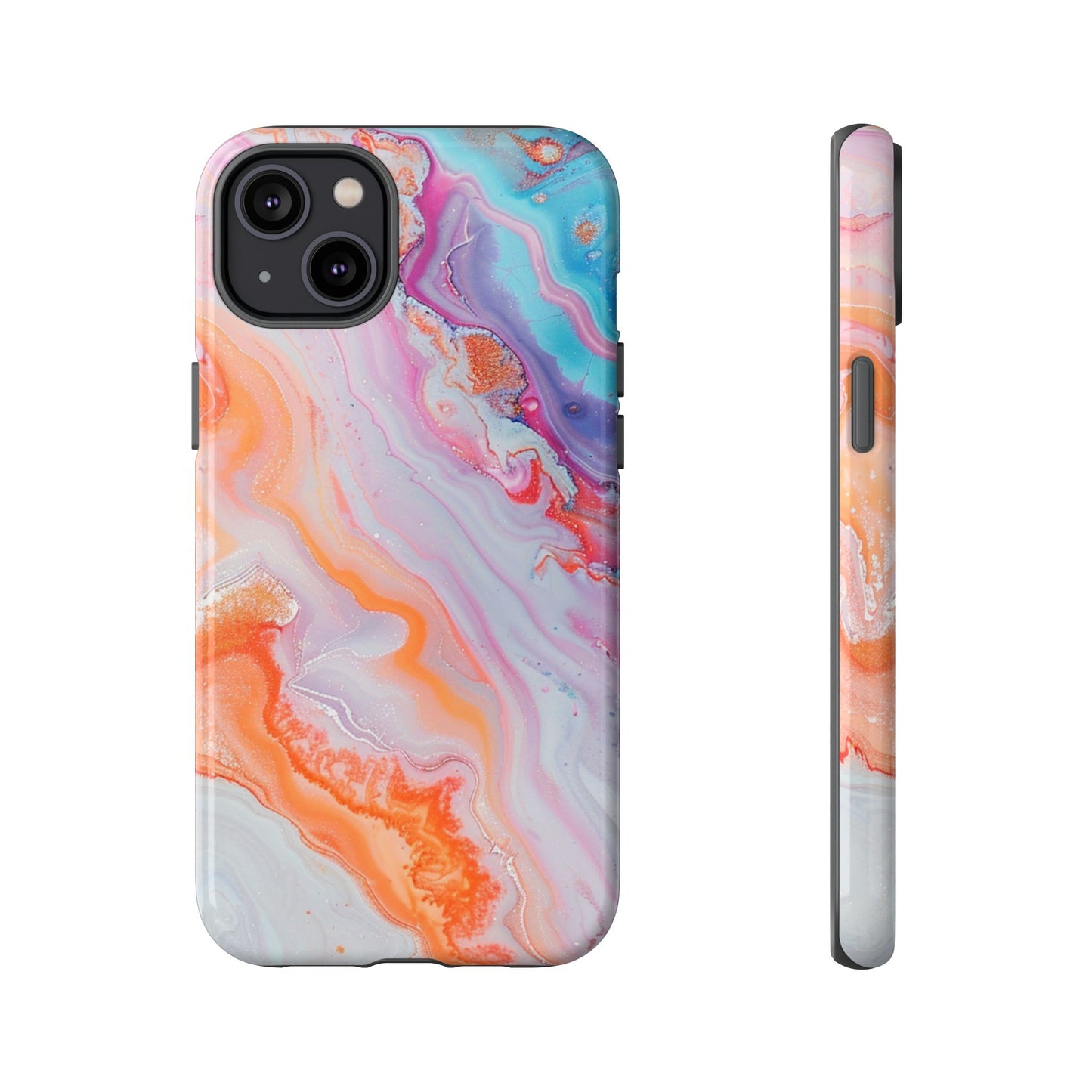 Crazy Orange Marble - Tough Cases With Soft Lining For iPhone 16 to 14