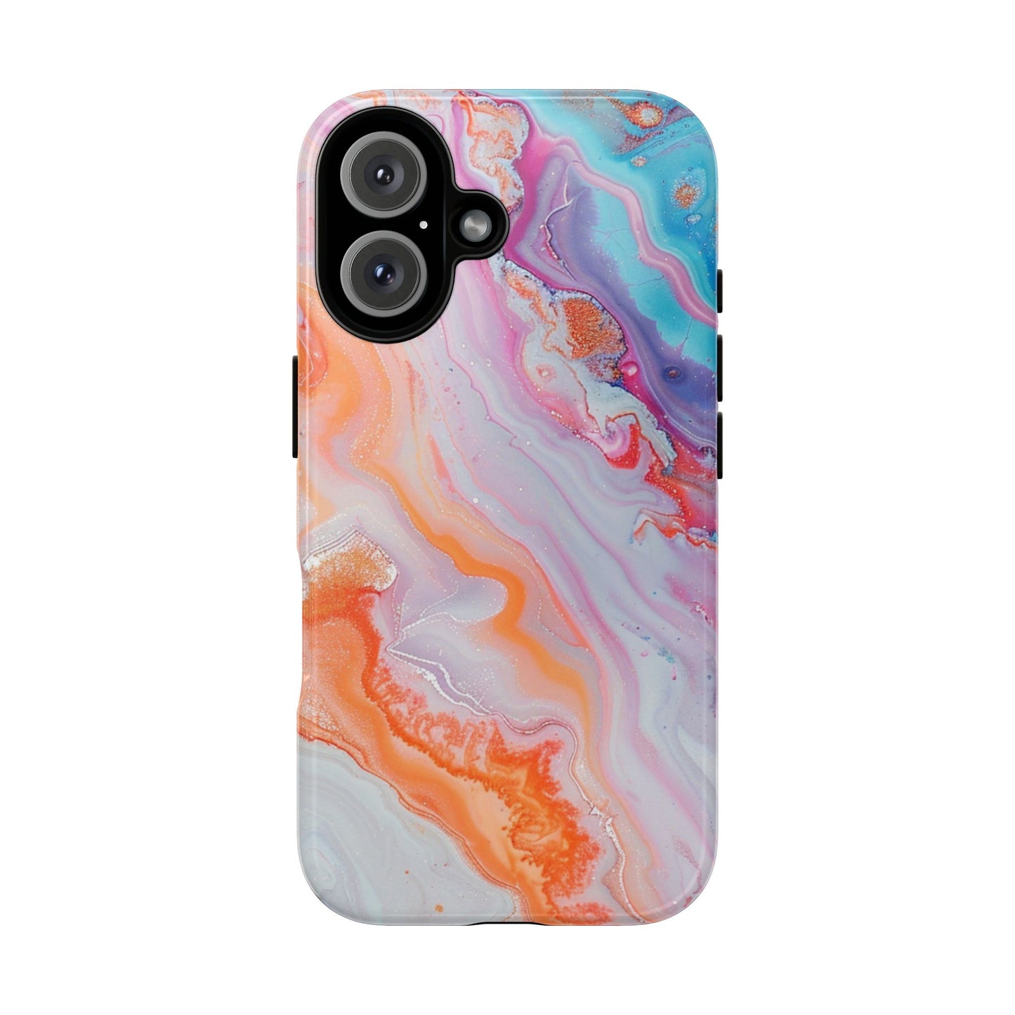 Crazy Orange Marble - Tough Cases With Soft Lining For iPhone 16 to 14