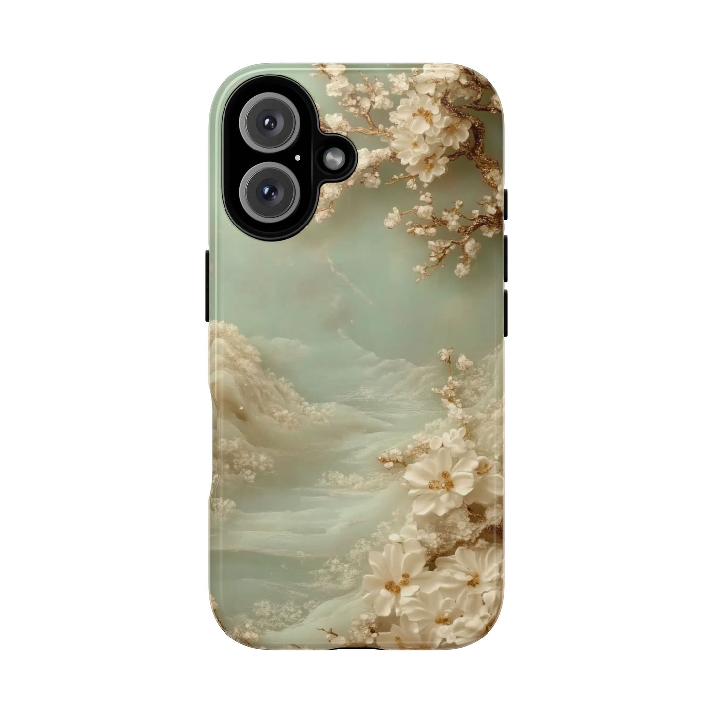 Jade Blossom - Dual Layer Case, soft case with hard shell for iPhone 16 to 13