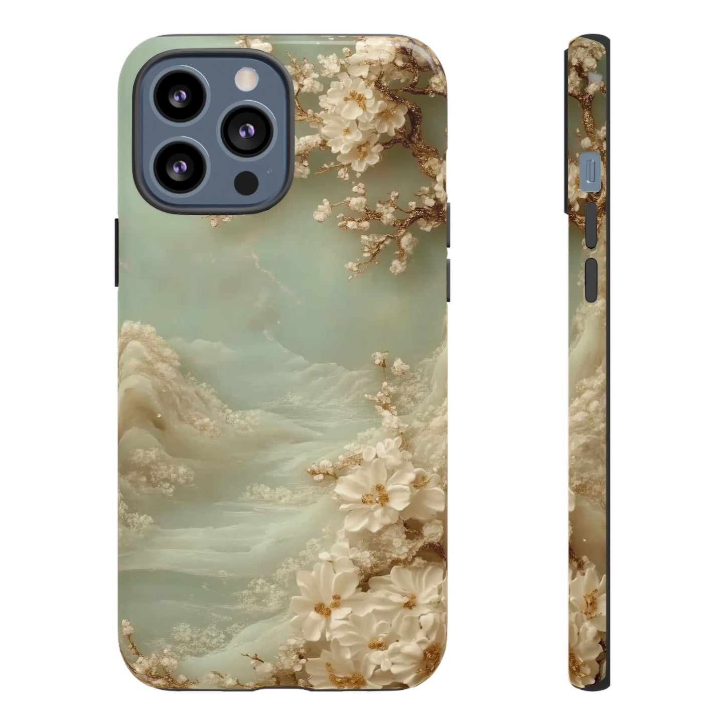 Jade Blossom - Dual Layer Case, soft case with hard shell for iPhone 16 to 13