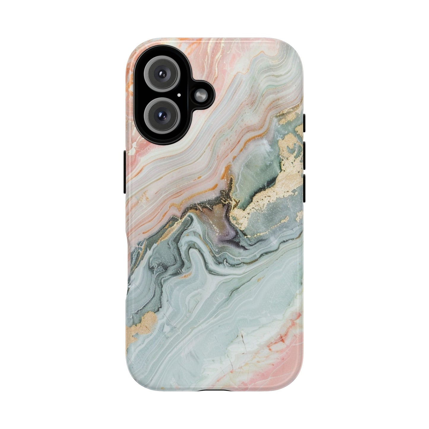 Pink Gold Marble - Tough Cases With Soft Lining For iPhone 16 to 14