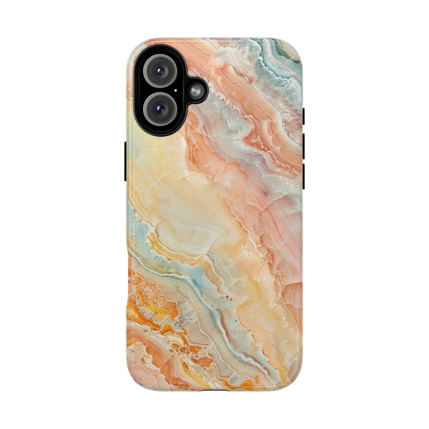 Orange Pastel Marble - Tough Cases With Soft Lining For iPhone 16 to 14