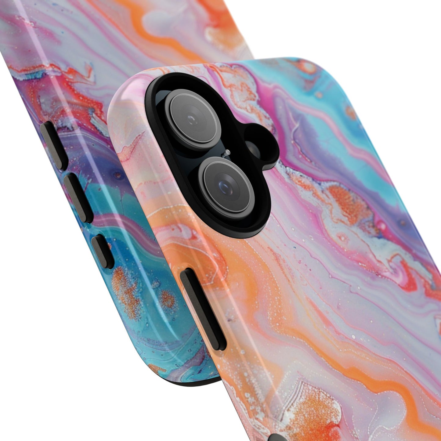 Crazy Orange Marble - Tough Cases With Soft Lining For iPhone 16 to 14