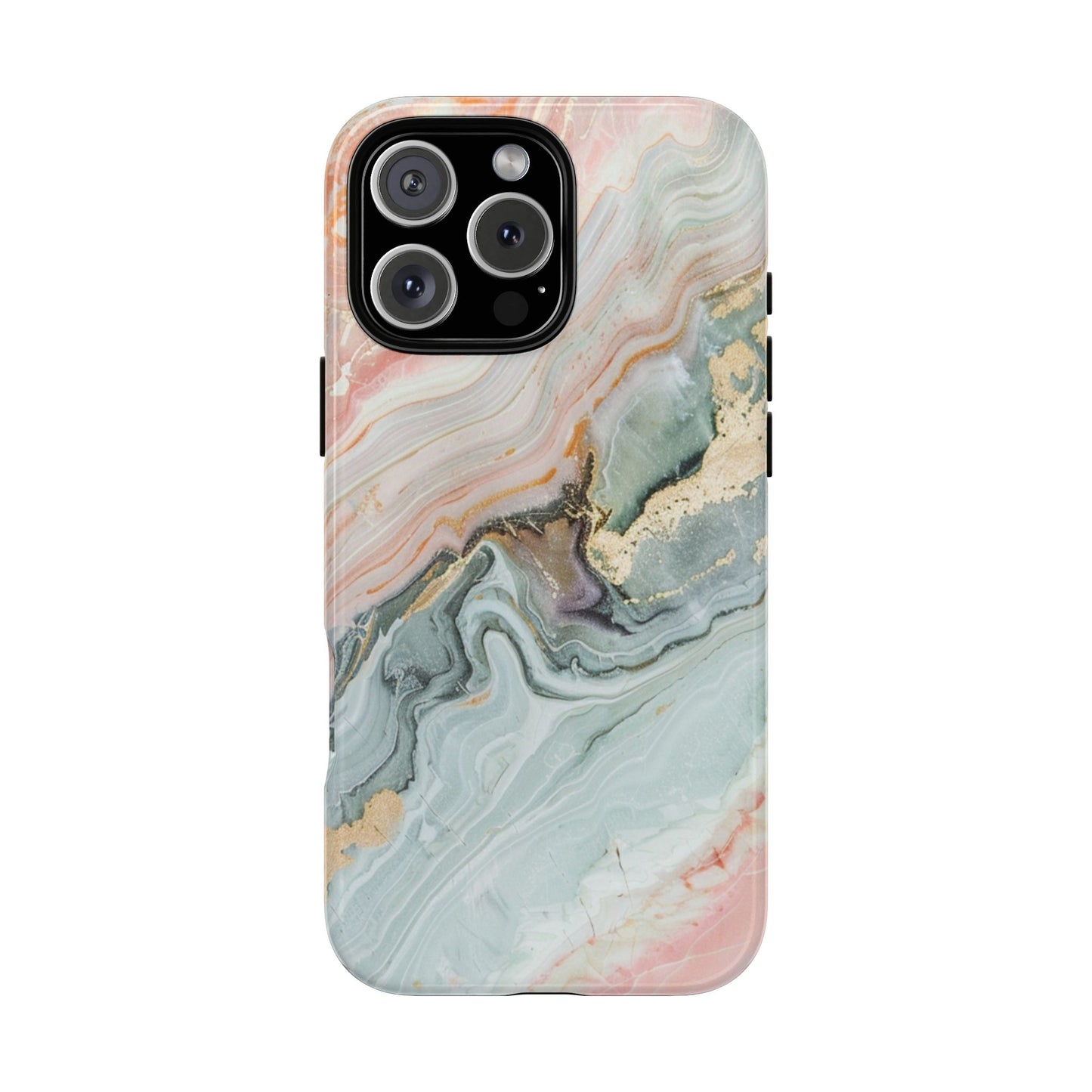 Pink Gold Marble - Tough Cases With Soft Lining For iPhone 16 to 14