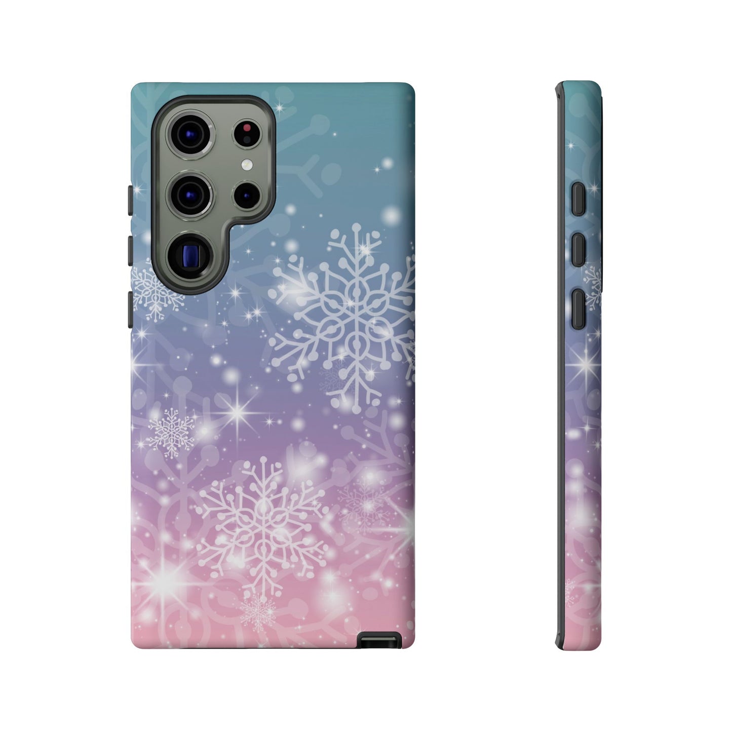 Snowflakes - Dual Layer Case, soft case hard shell for Samsung Galaxy S24 to S22