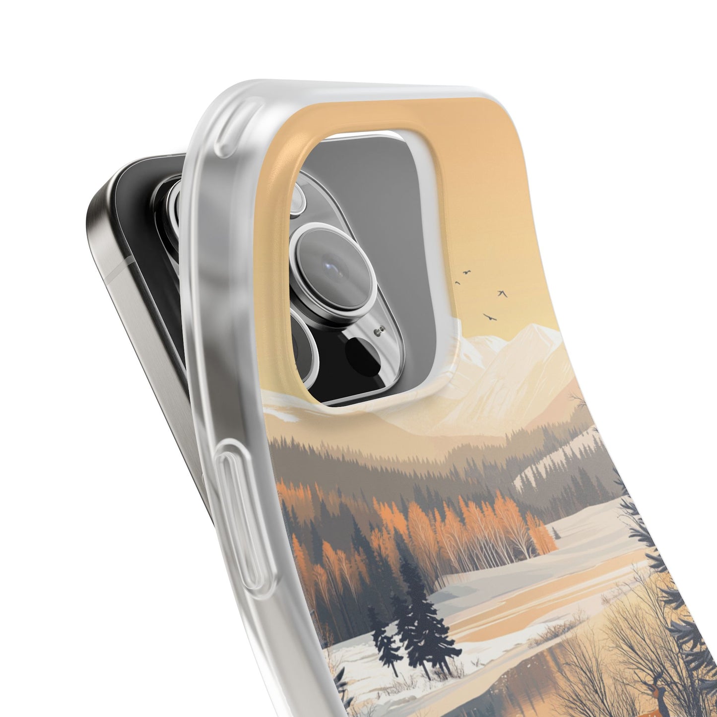 Warm Winter Mountains Minimal 1 - Flexi Case For iphone 16, iphone 15, iphone 14, all models