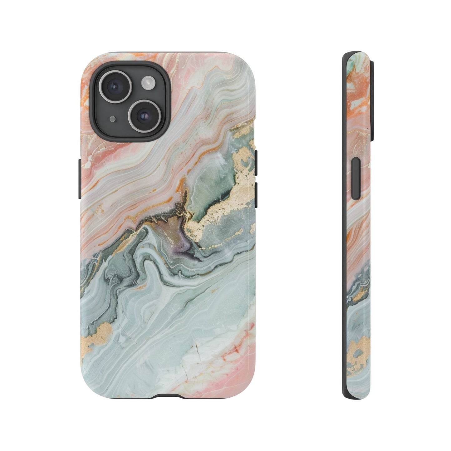 Pink Gold Marble - Tough Cases With Soft Lining For iPhone 16 to 14