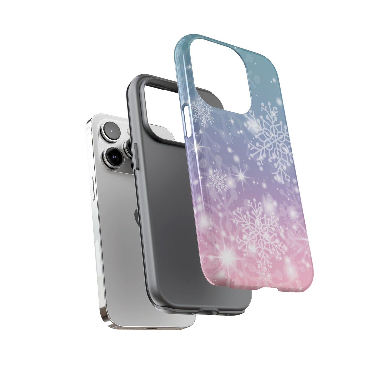 Snowflakes - Dual Layer Case, soft case hard shell for iPhone 16/15/14