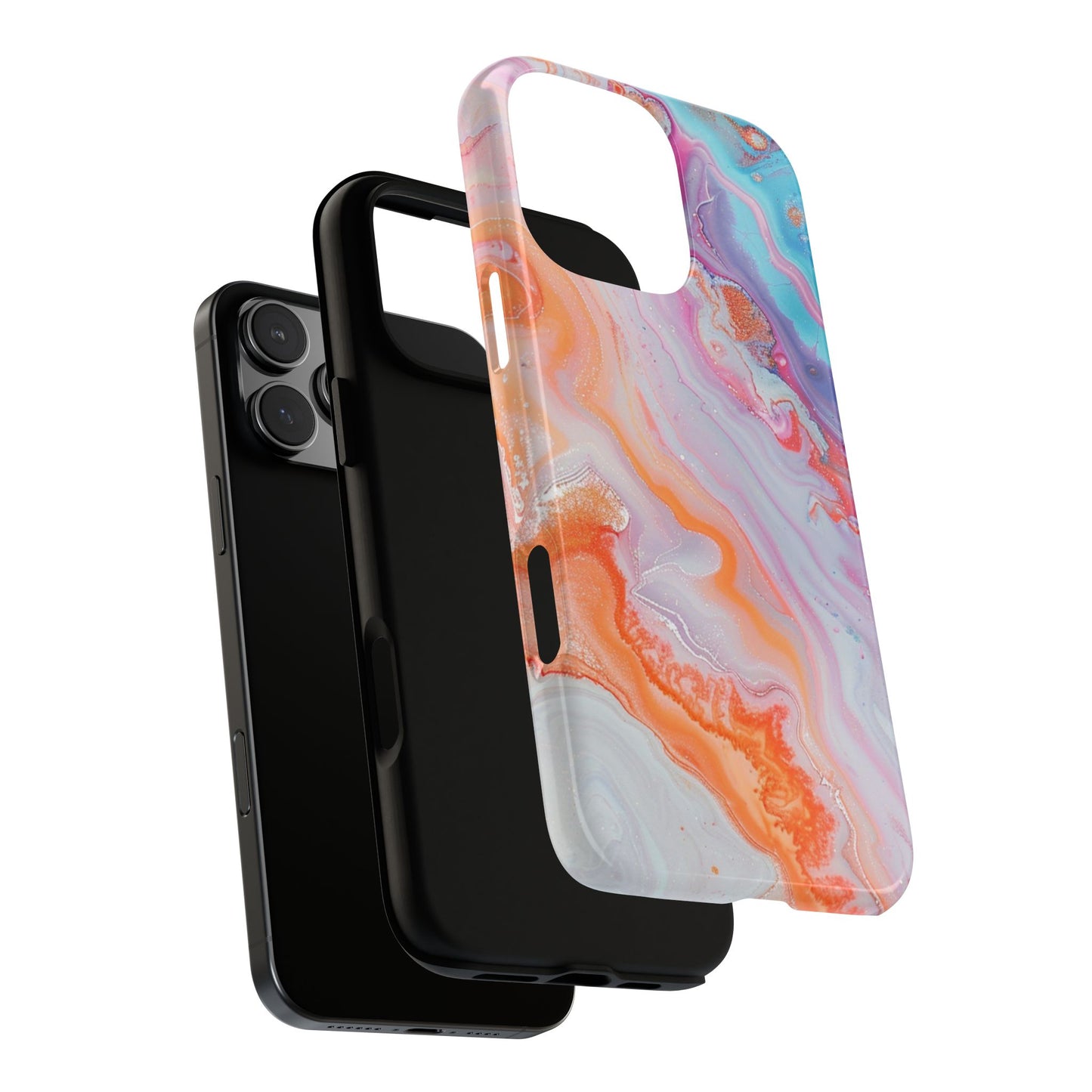 Crazy Orange Marble - Tough Cases With Soft Lining For iPhone 16 to 14