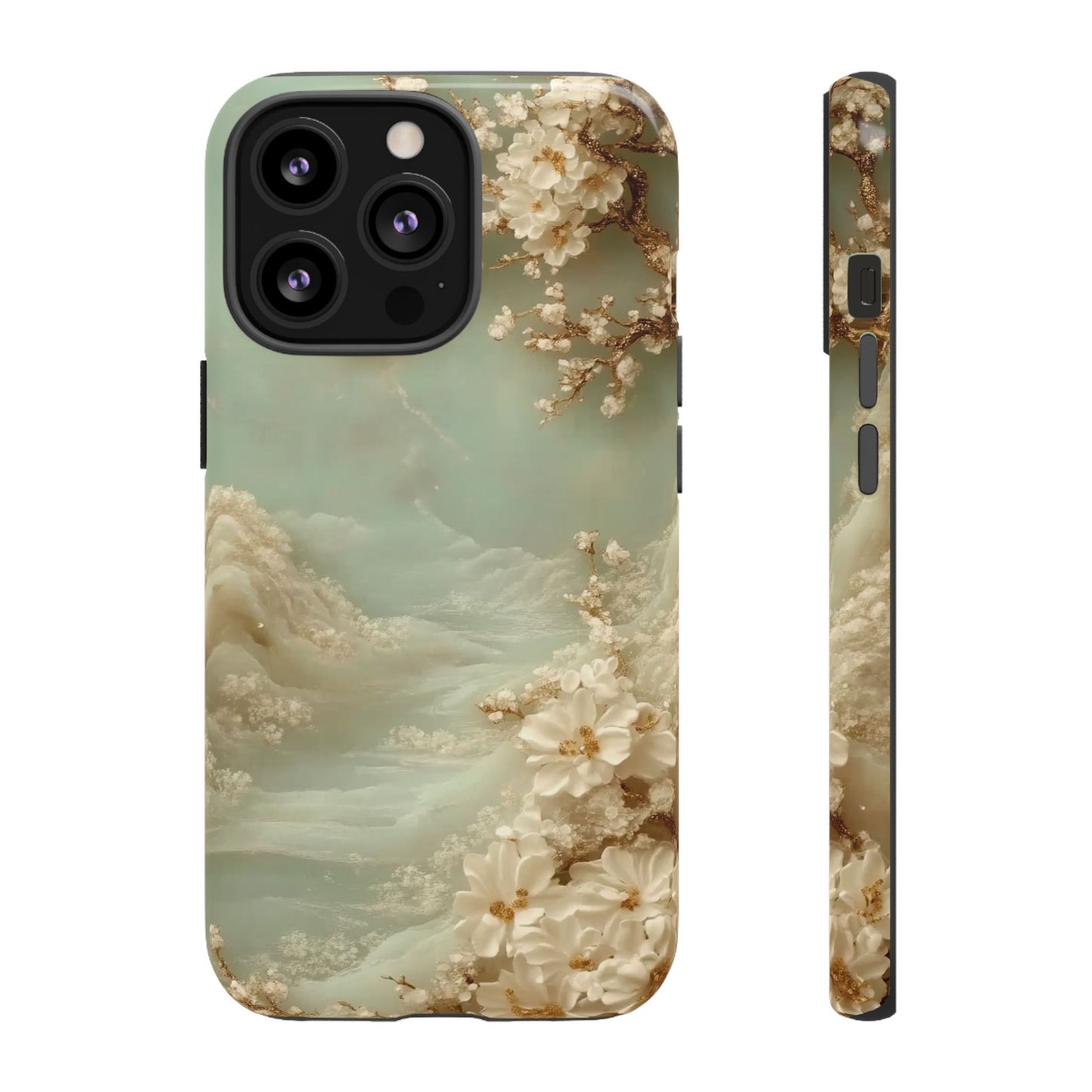 Jade Blossom - Dual Layer Case, soft case with hard shell for iPhone 16 to 13