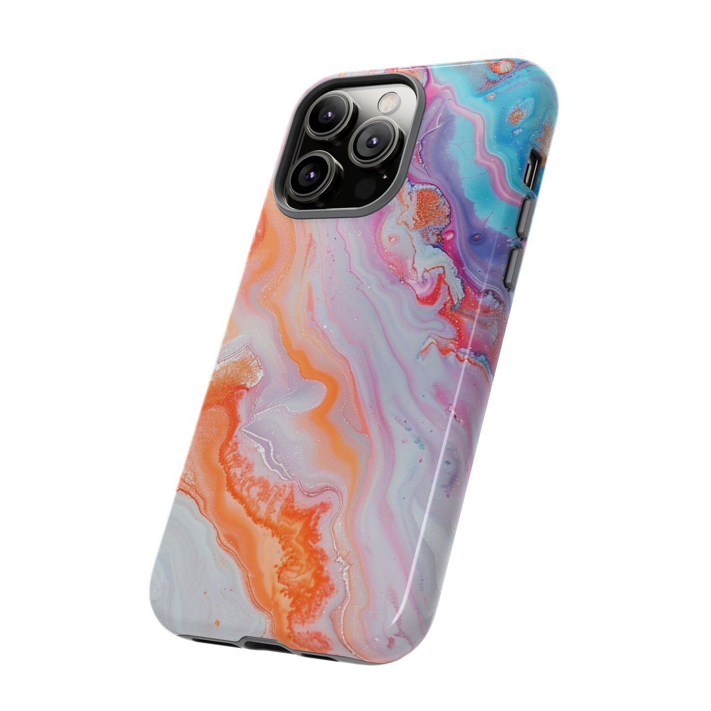 Crazy Orange Marble - Tough Cases With Soft Lining For iPhone 16 to 14