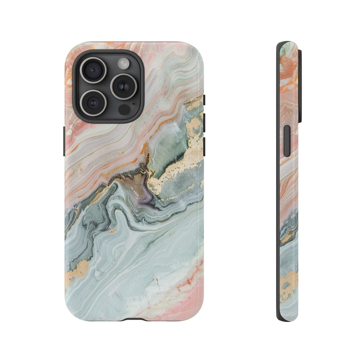 Pink Gold Marble - Tough Cases With Soft Lining For iPhone 16 to 14