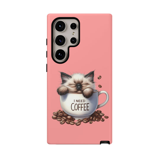 I NEED COFFEE 3 - pink - Dual Layer Case, soft case hard shell for Samsung Galaxy S24 to S22