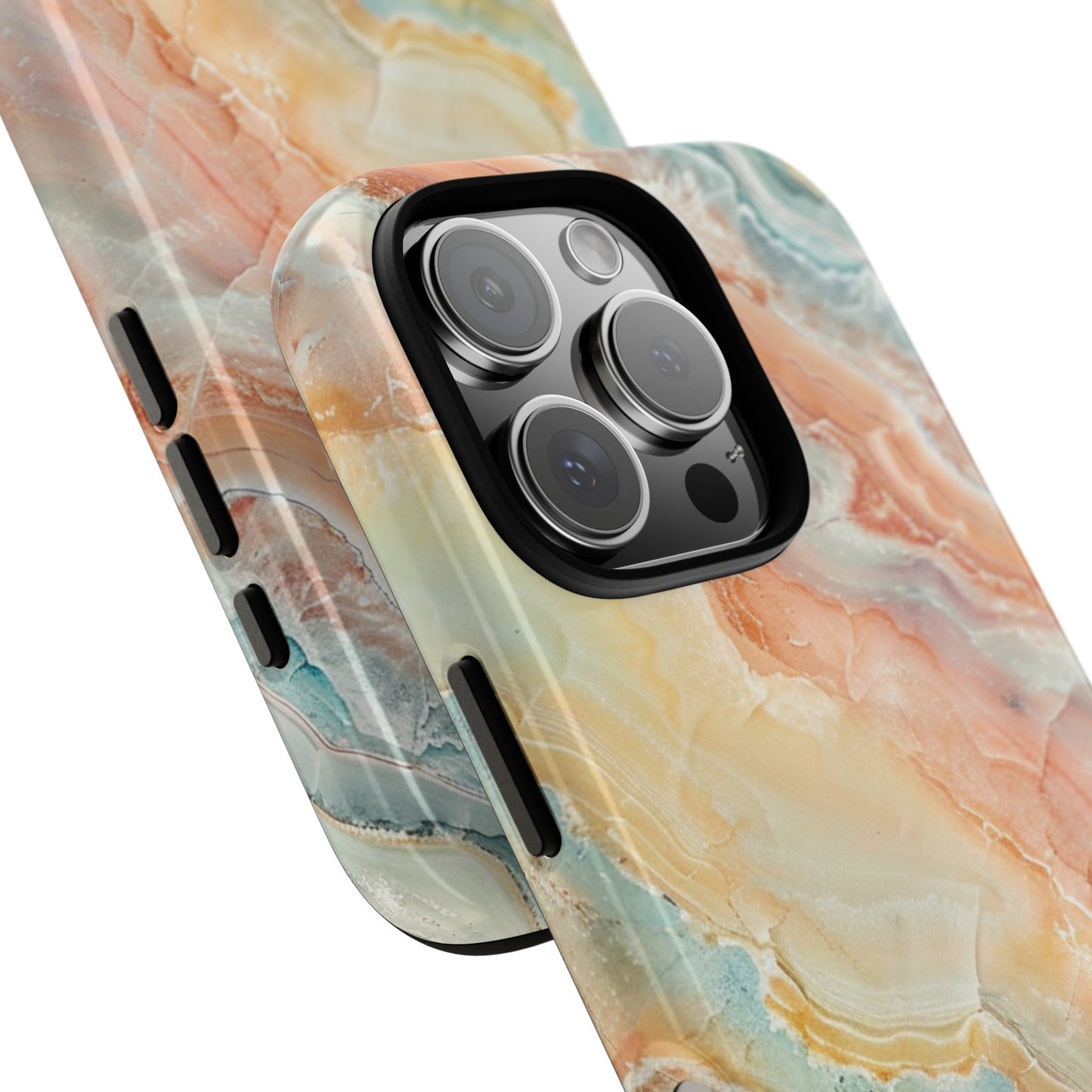 Orange Pastel Marble - Tough Cases With Soft Lining For iPhone 16 to 14