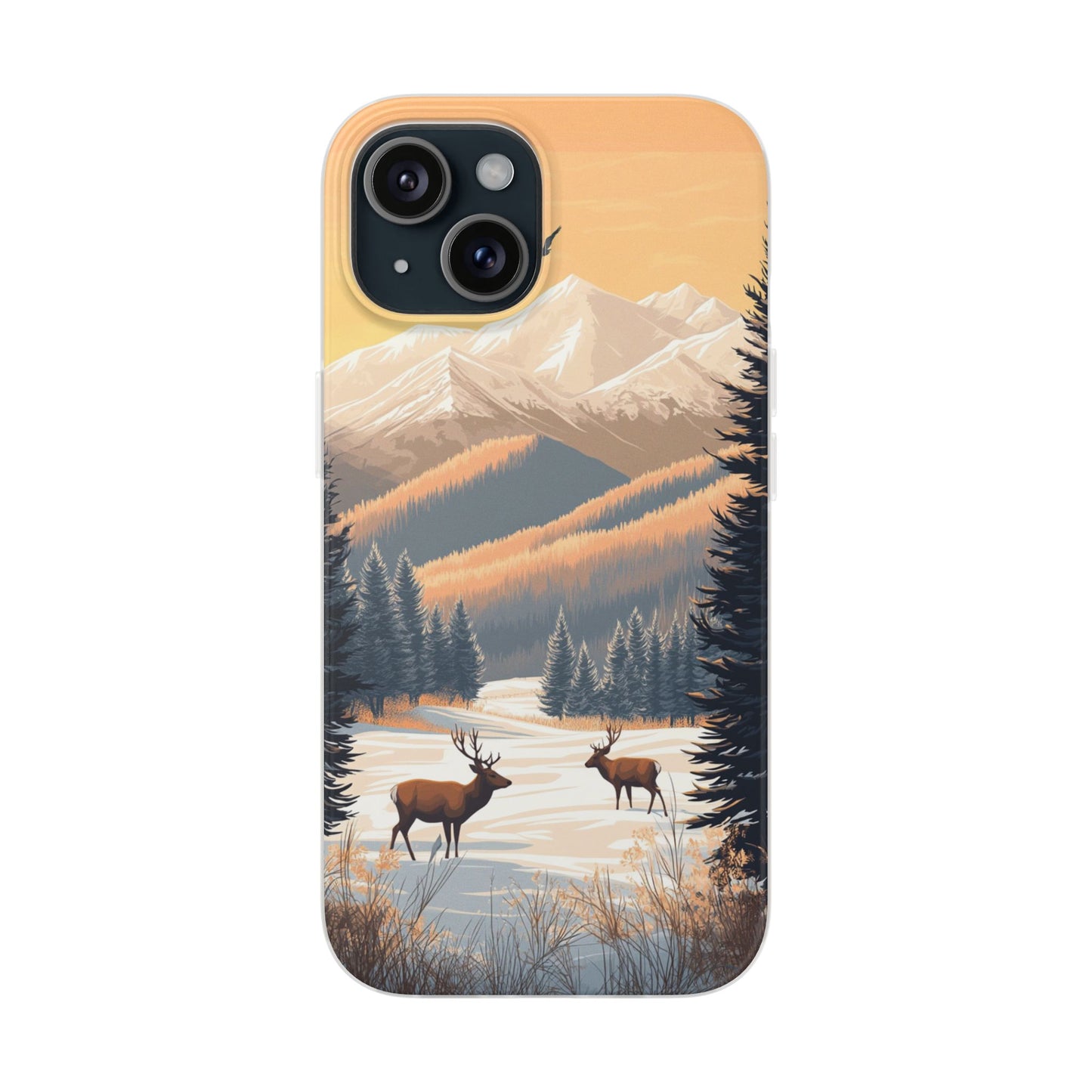 Warm Winter Mountains Minimal 2 - Flexi Case For iphone 16, iphone 15, iphone 14, all models