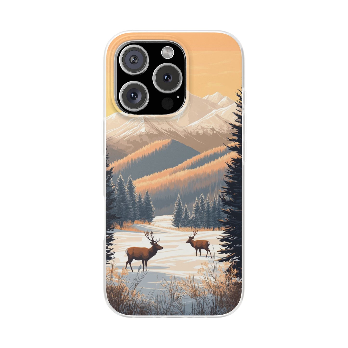 Warm Winter Mountains Minimal 2 - Flexi Case For iphone 16, iphone 15, iphone 14, all models