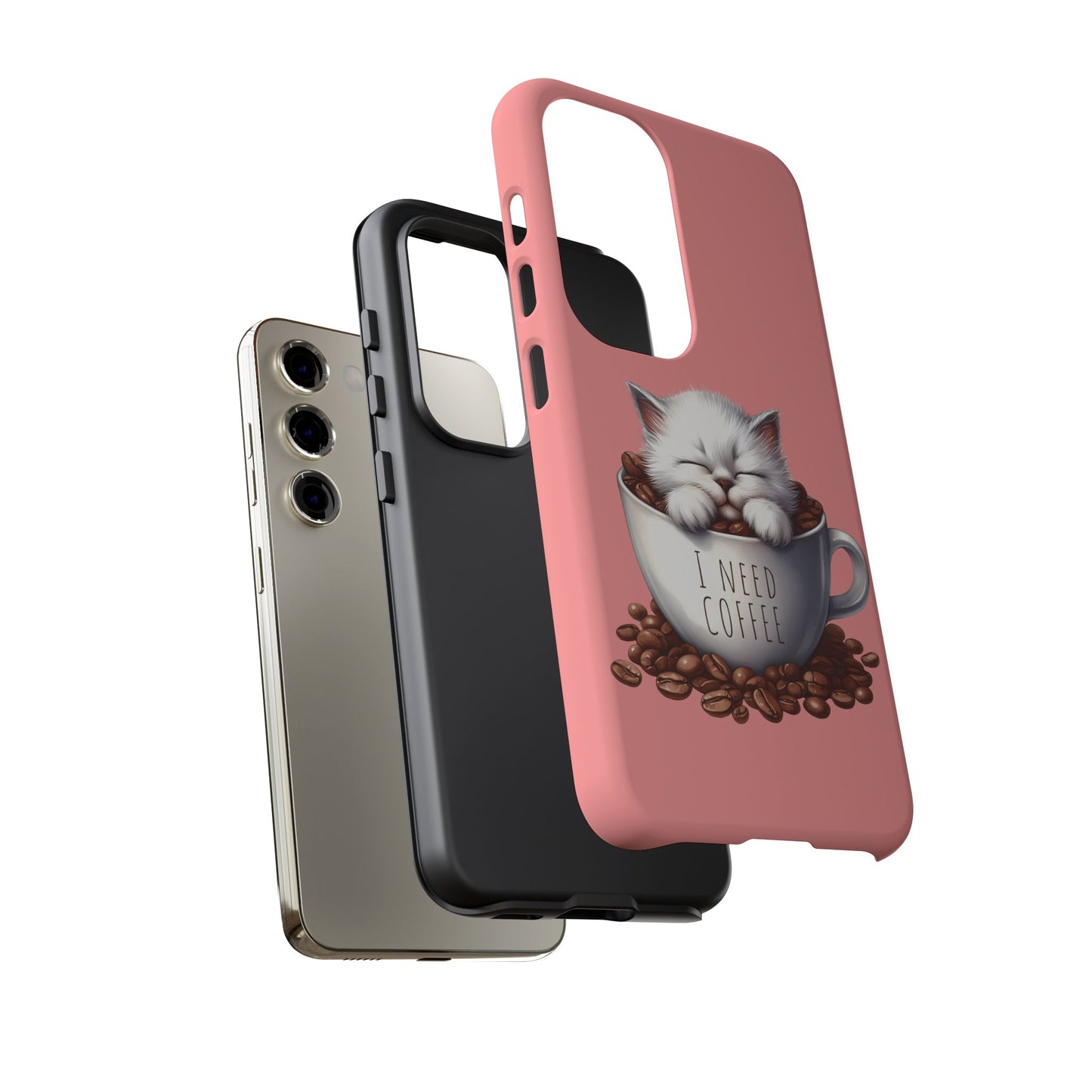 I NEED COFFEE - pink - Dual Layer Case, soft case hard shell for Samsung Galaxy S24 to S22