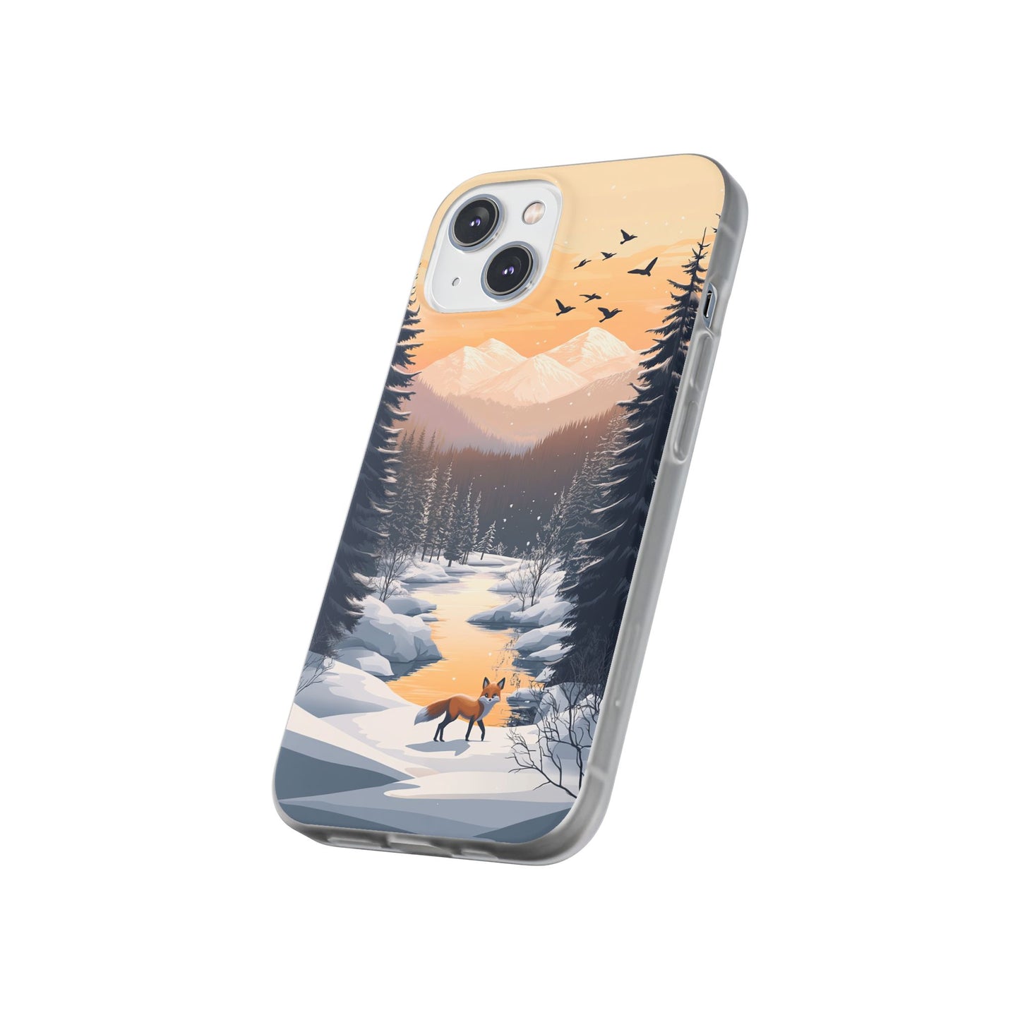 Warm Winter Cute Fox Minimal - Flexi Case For iphone 16, iphone 15, iphone 14, all models