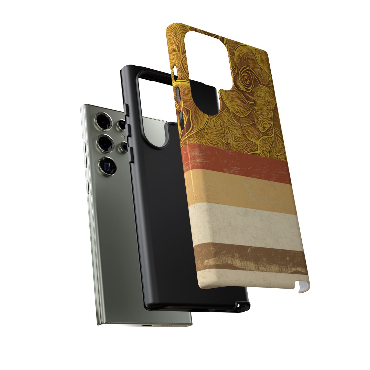 Retro Gold - Dual Layer Case, soft case hard shell for Samsung Galaxy S24 to S22