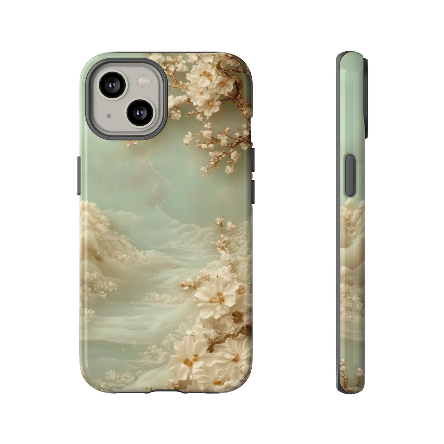 Jade Blossom - Dual Layer Case, soft case with hard shell for iPhone 16 to 13