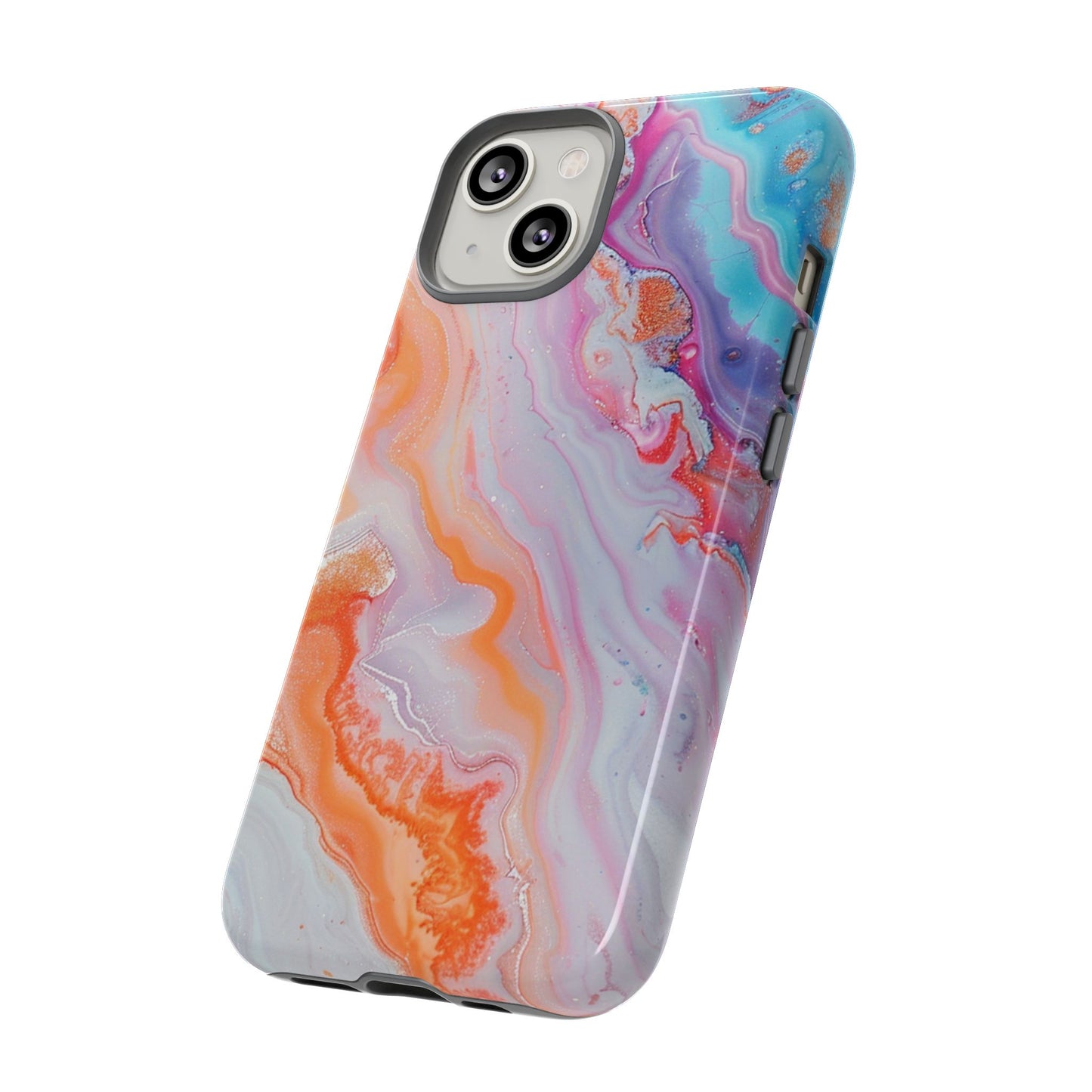 Crazy Orange Marble - Tough Cases With Soft Lining For iPhone 16 to 14