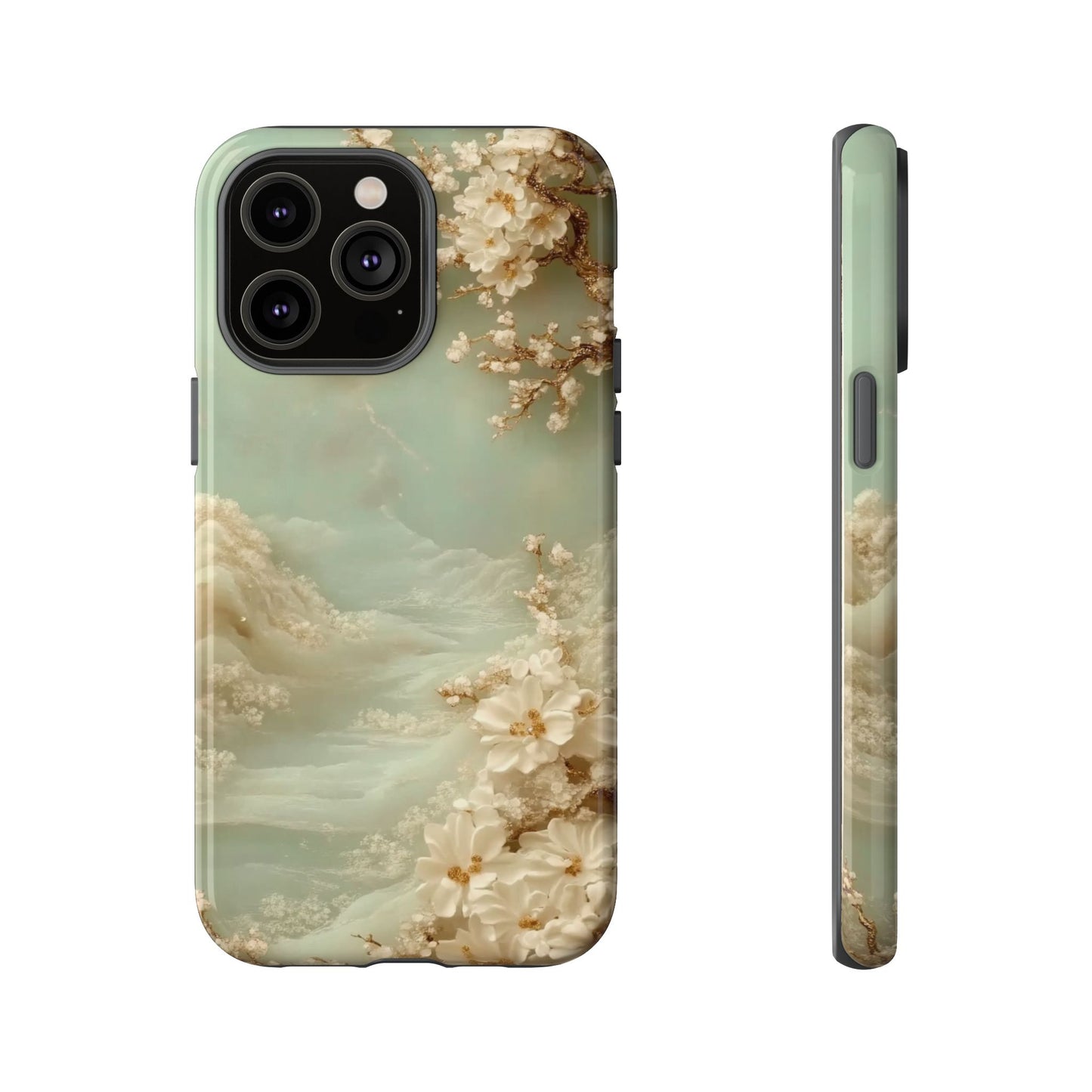 Jade Blossom - Dual Layer Case, soft case with hard shell for iPhone 16 to 13