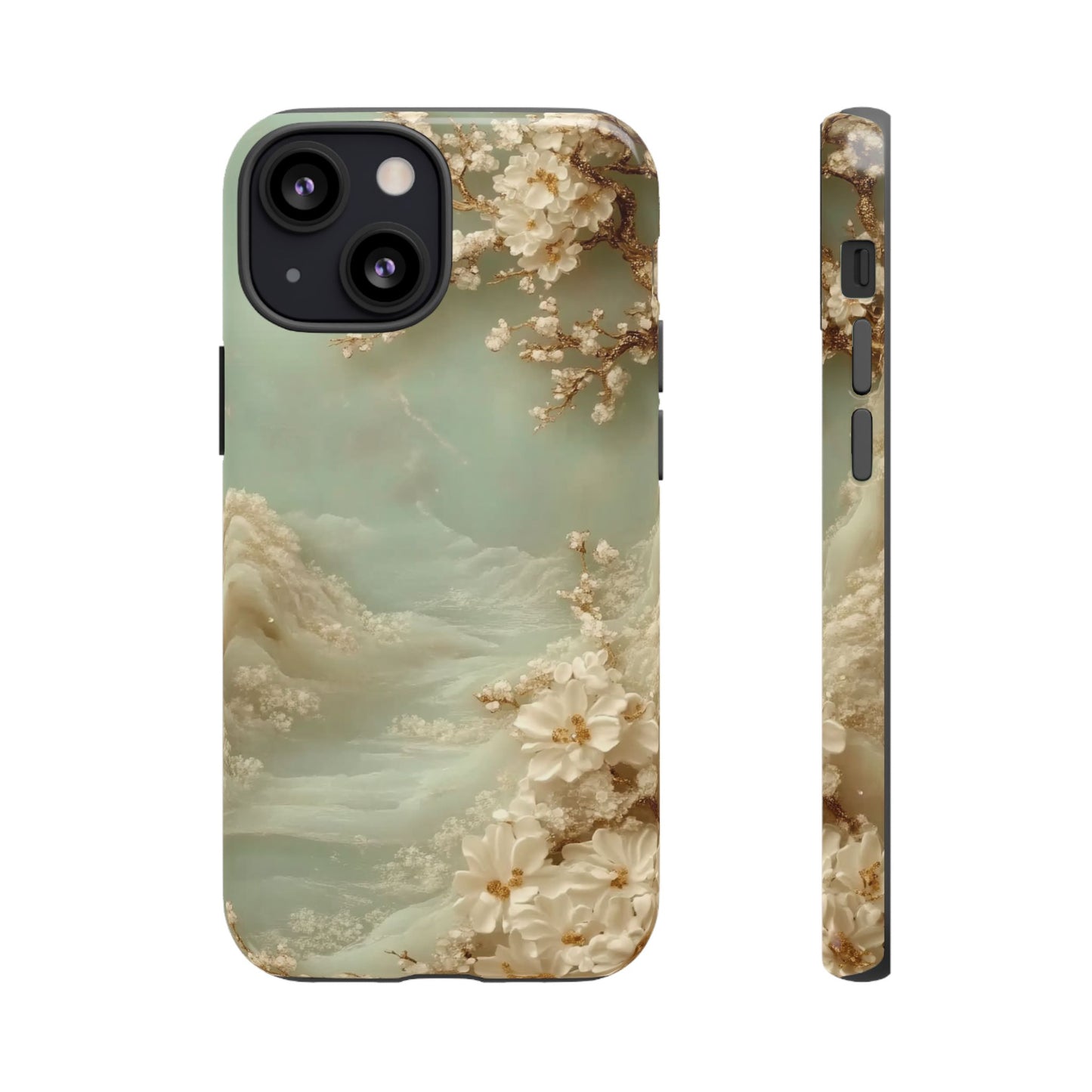 Jade Blossom - Dual Layer Case, soft case with hard shell for iPhone 16 to 13