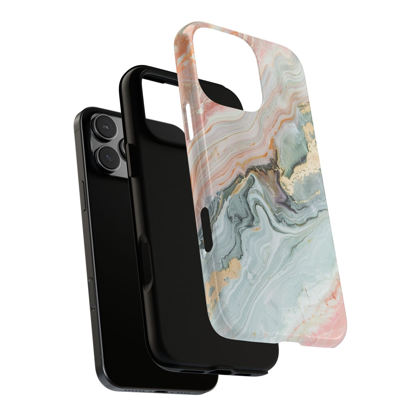 Pink Gold Marble - Tough Cases With Soft Lining For iPhone 16 to 14