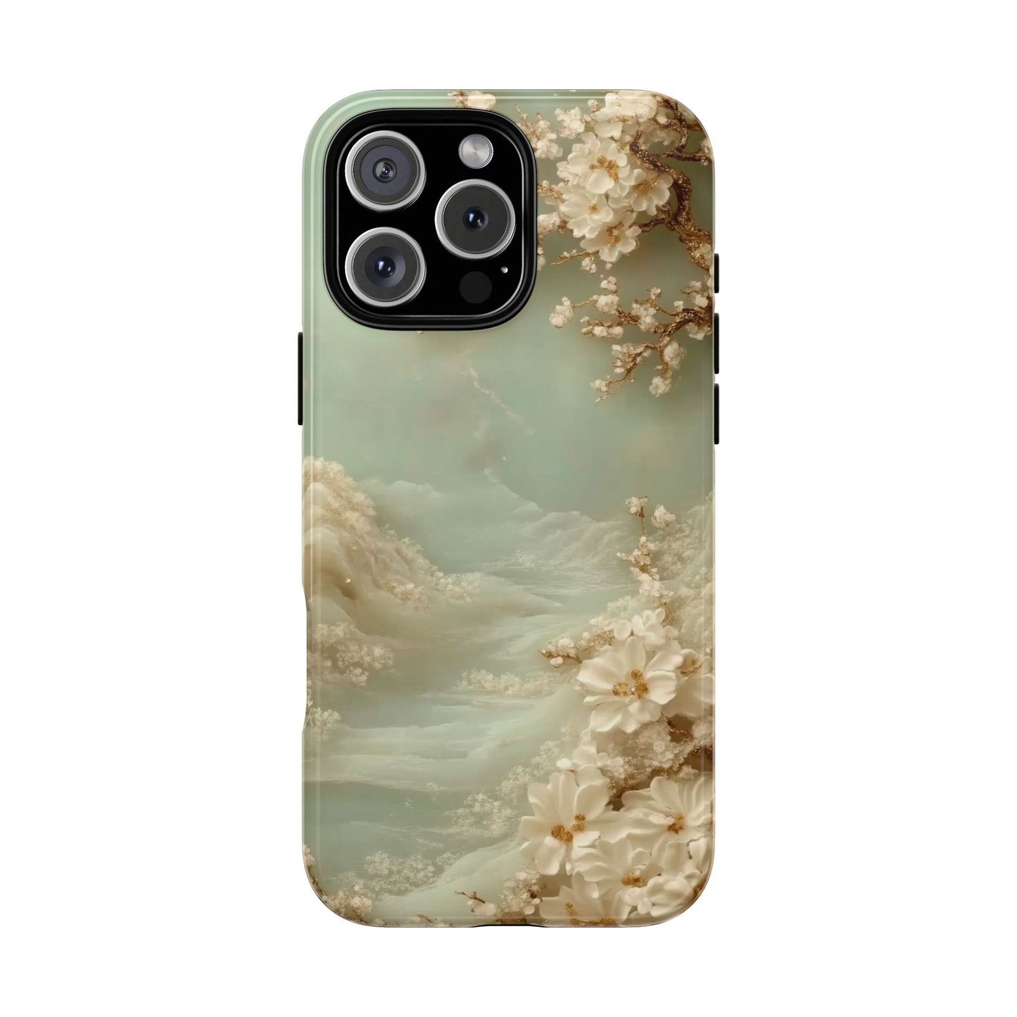 Jade Blossom - Dual Layer Case, soft case with hard shell for iPhone 16 to 13