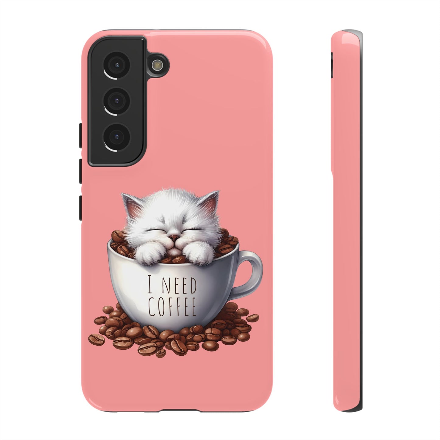 I NEED COFFEE - pink - Dual Layer Case, soft case hard shell for Samsung Galaxy S24 to S22