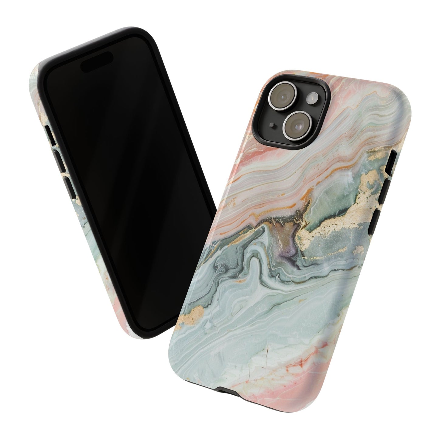 Pink Gold Marble - Tough Cases With Soft Lining For iPhone 16 to 14