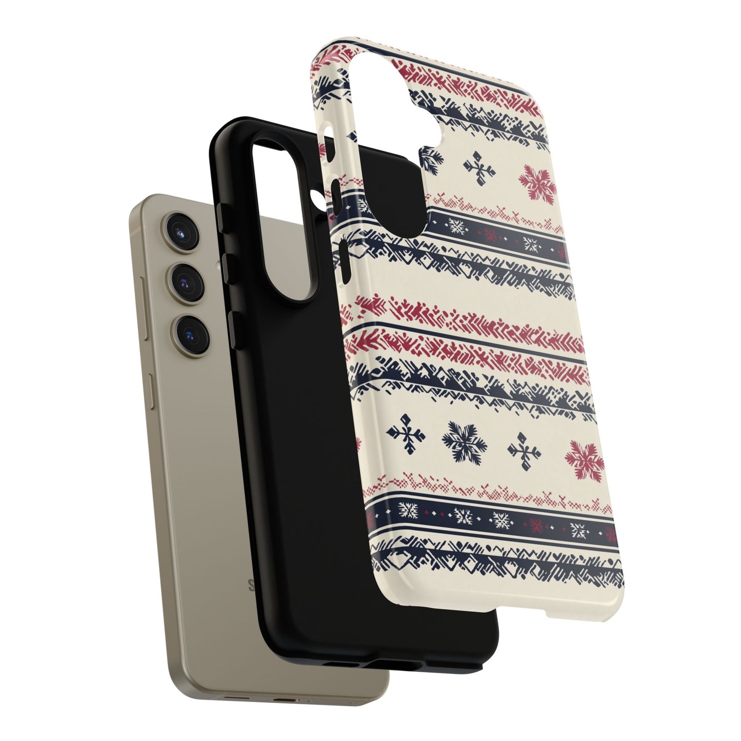 Traditional Winter Pattern - Dual Layer Case, soft case hard shell for Samsung Galaxy S24 to S22