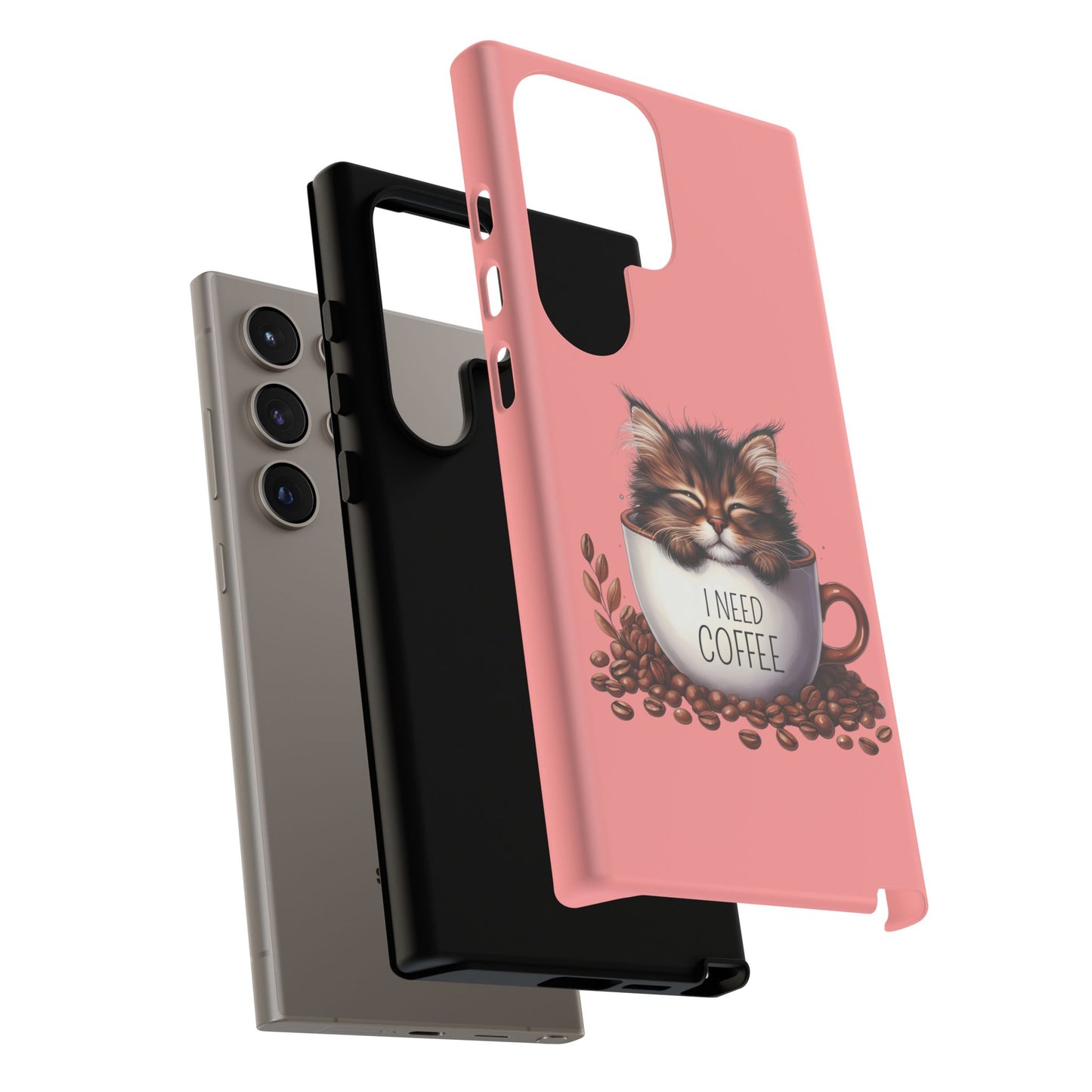 I NEED COFFEE 2 - pink - Dual Layer Case, soft case hard shell for Samsung Galaxy S24 to S22