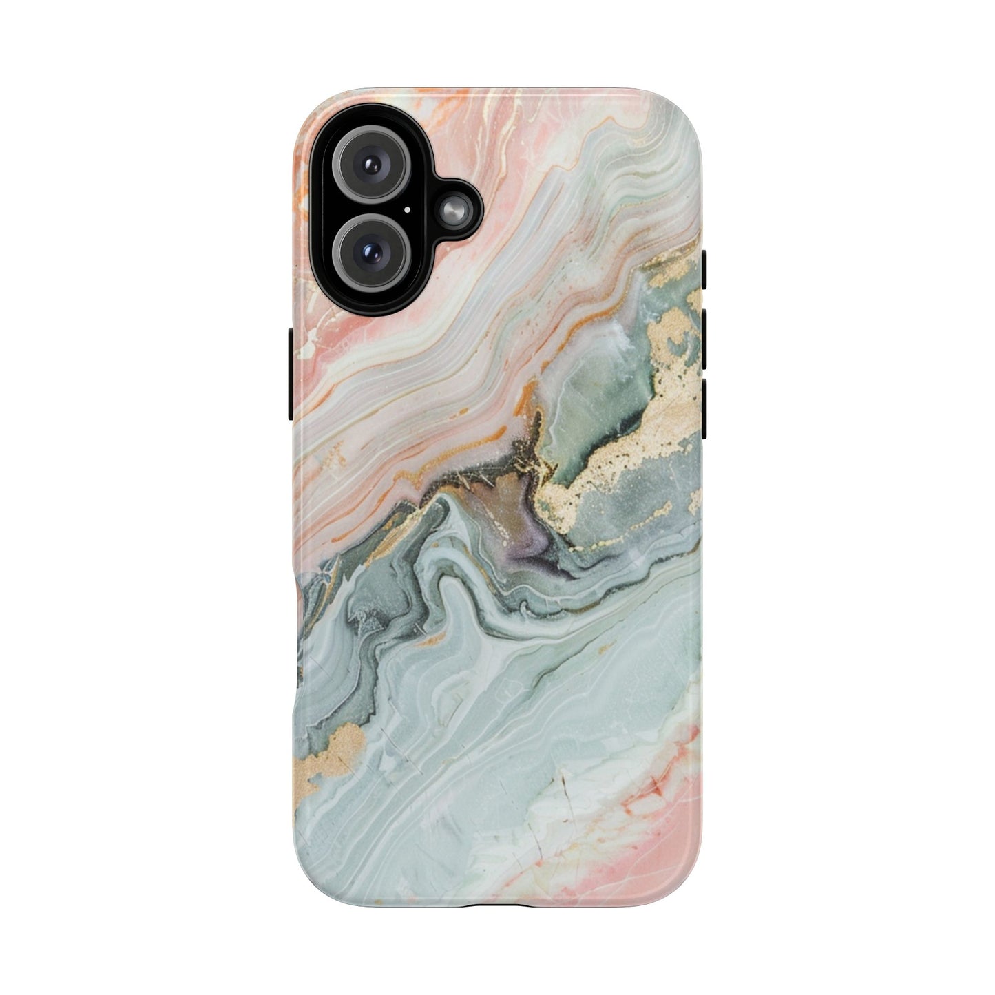 Pink Gold Marble - Tough Cases With Soft Lining For iPhone 16 to 14