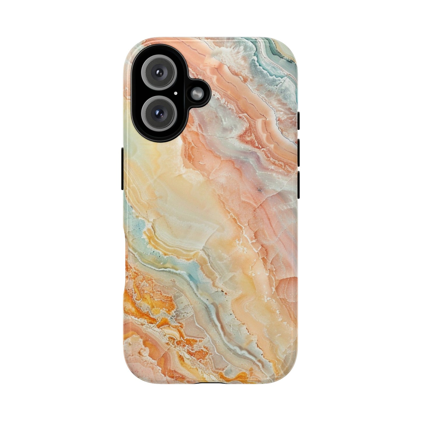 Orange Pastel Marble - Tough Cases With Soft Lining For iPhone 16 to 14